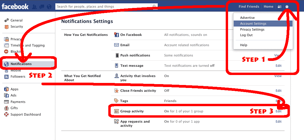 how to get email notifications from facebook groups