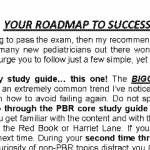 Roadmap to Success graphic for the Pediatrics Board Review study guides, illustrating key steps to pass the boards.