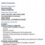 Table of Contents from the Pediatrics Board Review roadmap, outlining major topics covered in the guide.