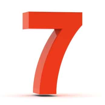 Large red number 7, representing a key point or step in a list or process.