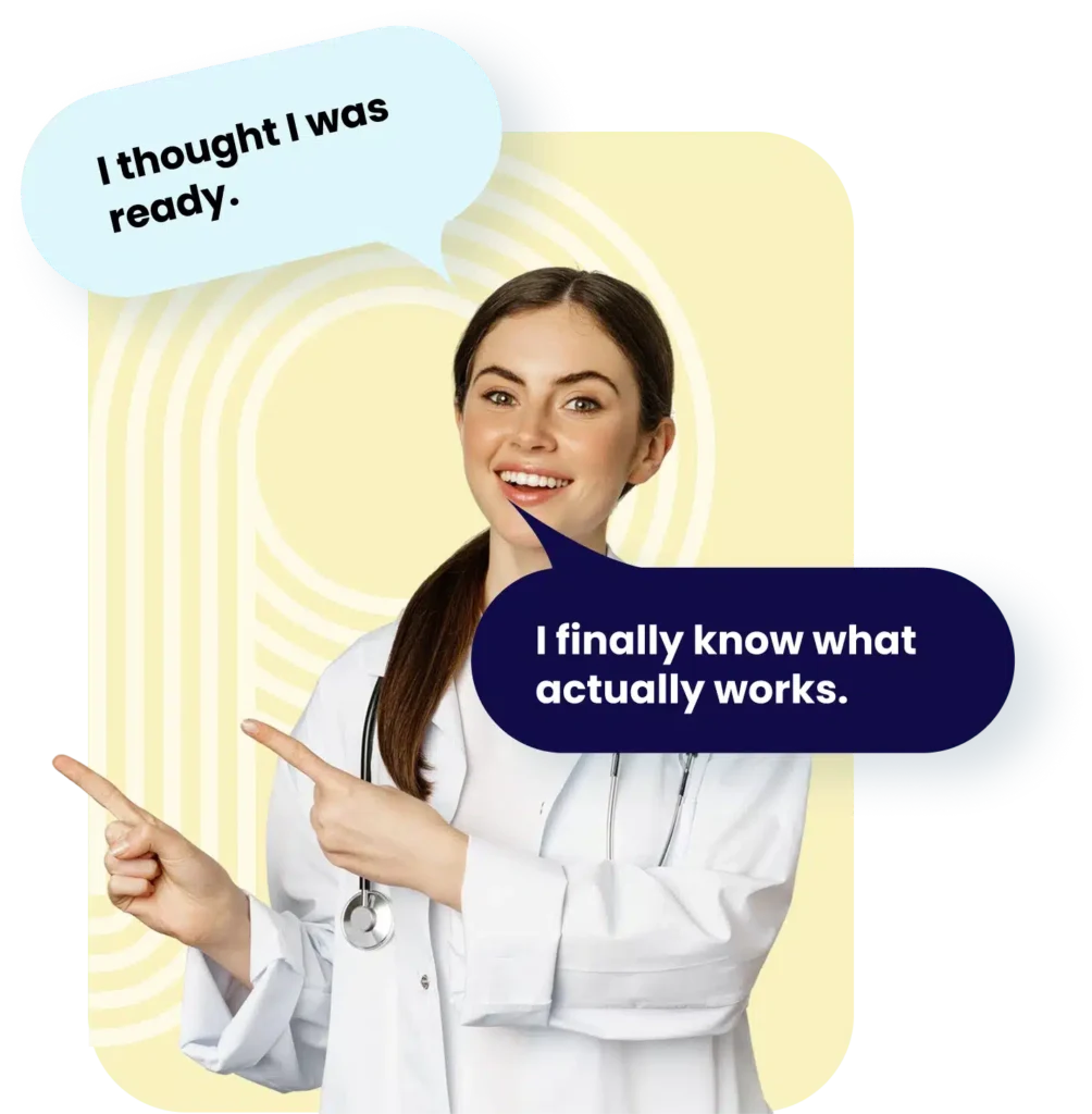 Live Test-Taking Strategies Pediatric physician realizing effective test-taking strategies after using PBR’s Live Course