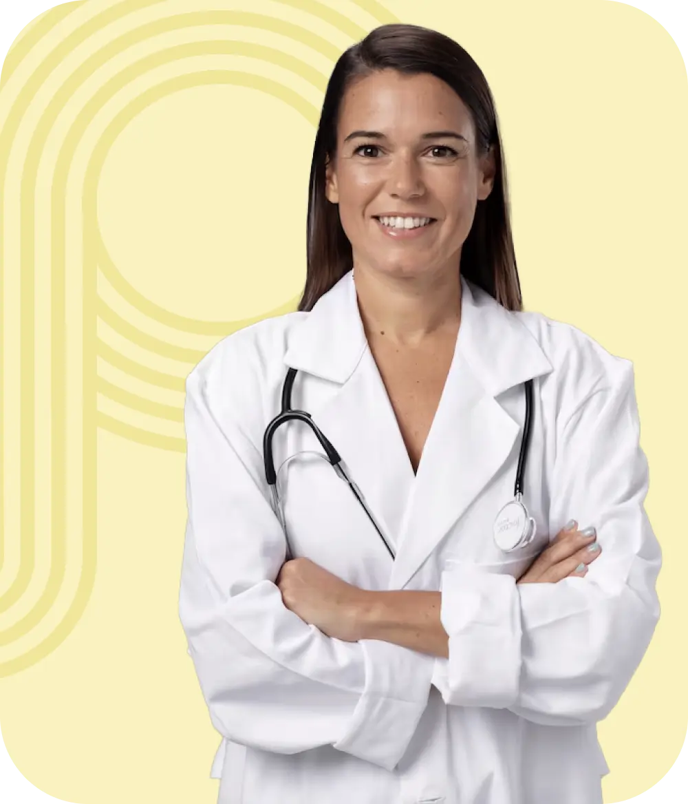 Confident pediatrician with stethoscope promoting MOCA-PBR study guide