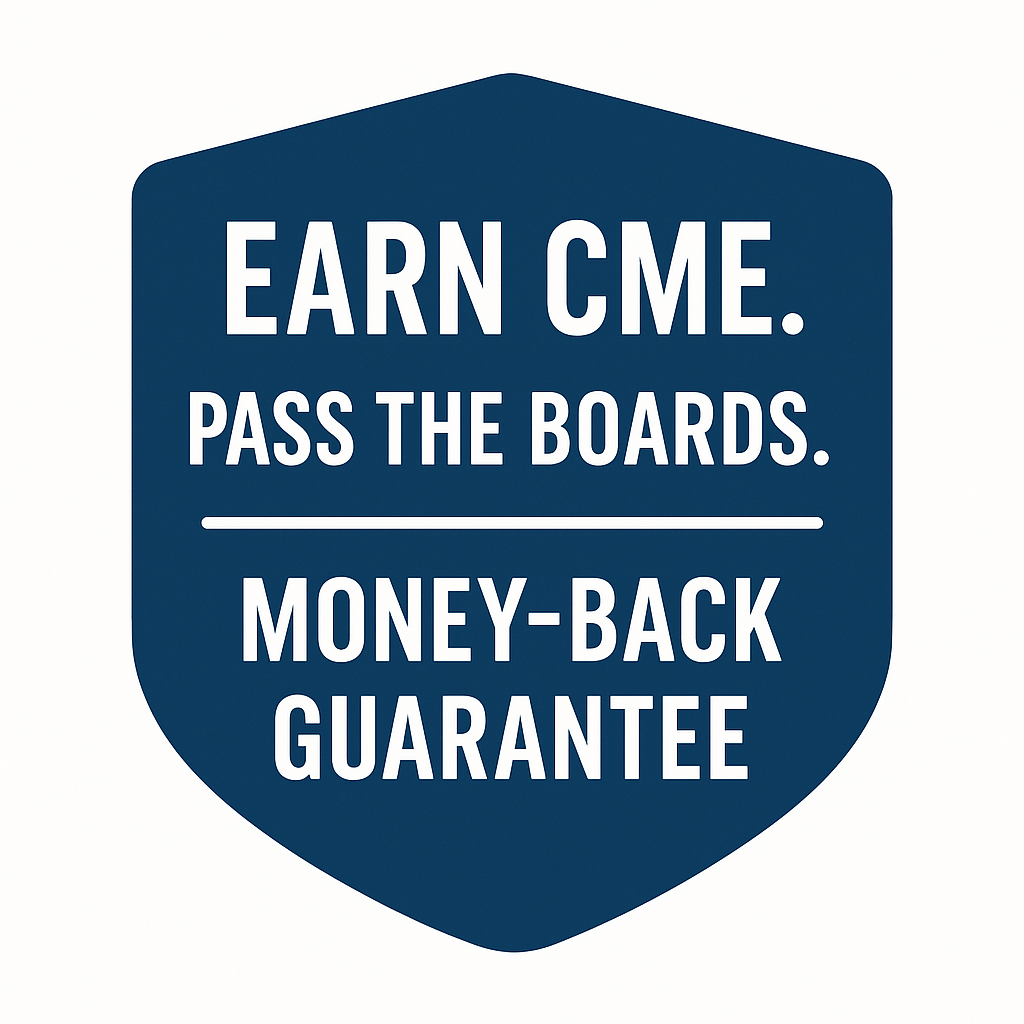CME and MOC success call-to-action with PBR’s 100% Money-Back Guarantee