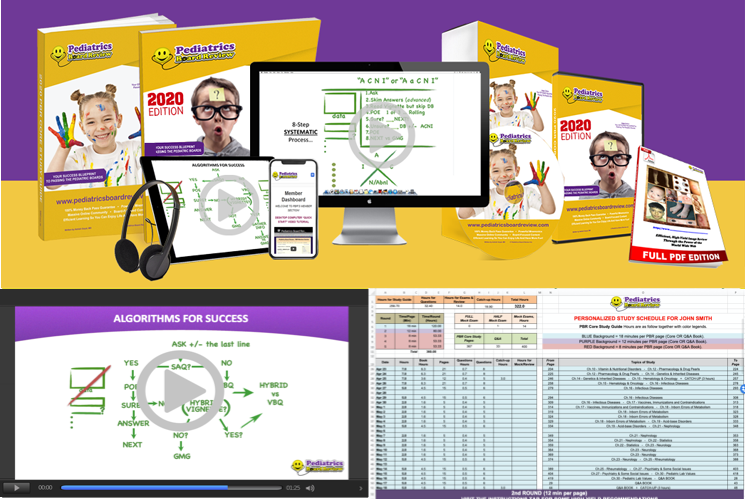 Pediatrics Board Review Study Guide, Video Courses and Excel Personalized Schedule