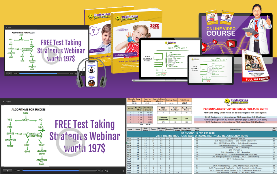 Pediatrics Board Review  Study Guide, Video Courses and Excel Personalized Schedule